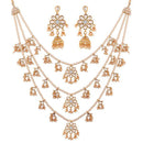SNERA  Gold Plated Kundan Stone And Pearl Necklace Set
