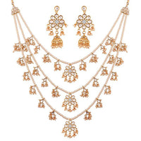 SNERA  Gold Plated Kundan Stone And Pearl Necklace Set
