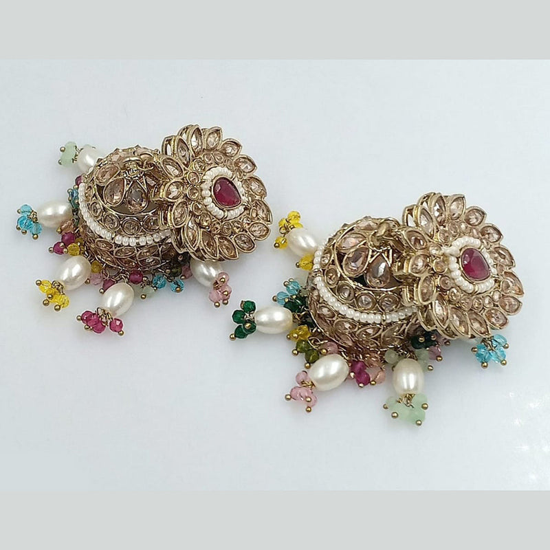 SNERA Gold Plated Crystal Stone Jhumki Earrings