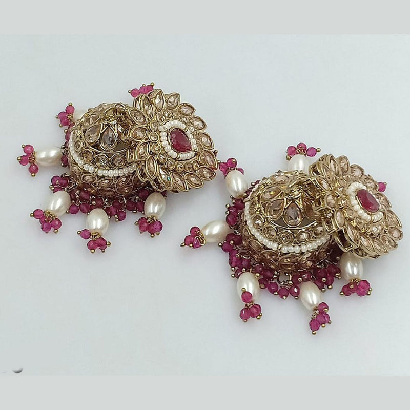 SNERA Gold Plated Crystal Stone Jhumki Earrings