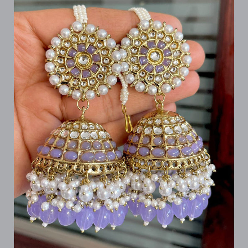 SNERA Gold Plated Pota Stone And Pearl Jhumki Earrings