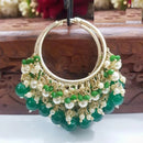 SNERA Gold Plated Beads And Pearl Dangler Earrings