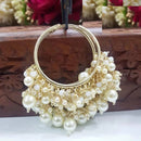 SNERA Gold Plated Beads And Pearl Dangler Earrings