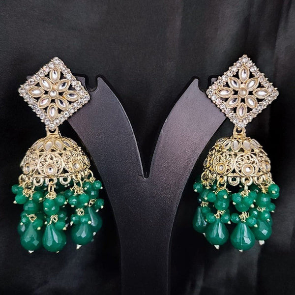 SNERA Gold Plated Kundan Stone And Beads Jhumki  Earrings