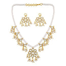 SNERA  Gold Plated Kundan Stone And Pearl Necklace Set