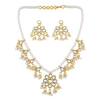SNERA  Gold Plated Kundan Stone And Pearl Necklace Set