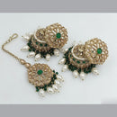 SNERA Gold Plated Crystal Stone Jhumki Earrings With Mangtikka