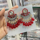SNERA Gold Plated Pota Stone And Beads Dangler Earrings