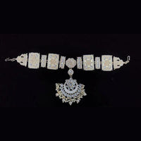 SNERA Gold Plated Kundan Stone And Pearls Damini Maangtikka