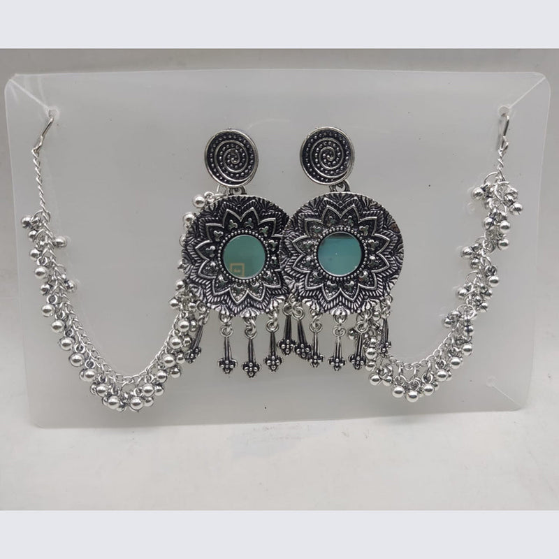 SNERA Oxidised Plated Mirror Kan Chain Dangler Earrings