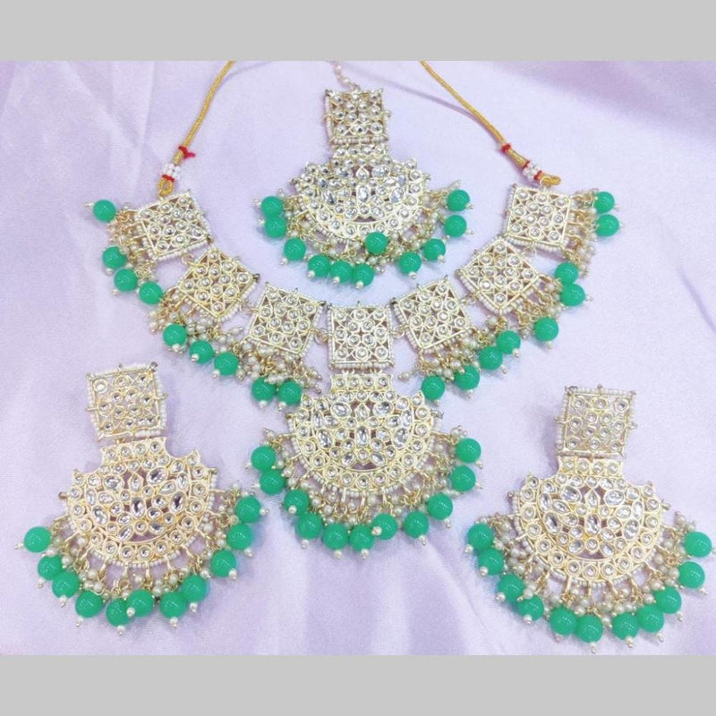 SNERA Gold Plated Kundan Stone And Pearls Choker Necklace Set