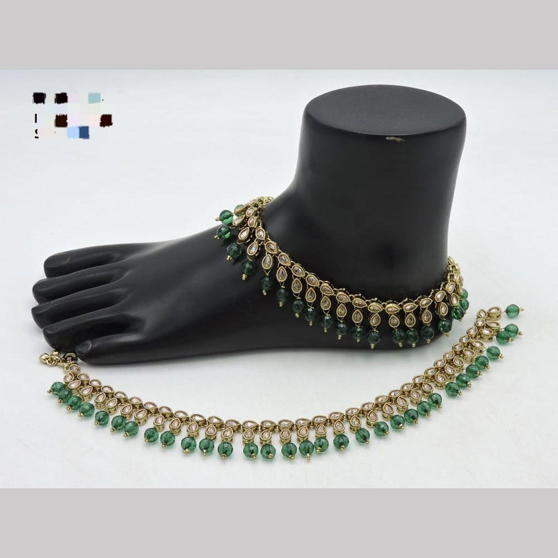 SNERA Gold Plated Crystal Stone And Beads Payal