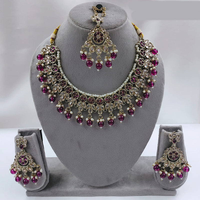 SNERA  Gold Plated  Kundan Stone & Beads Necklace Set