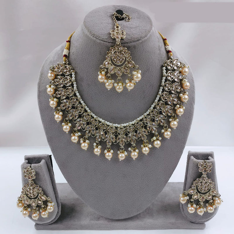 SNERA  Gold Plated  Kundan Stone & Beads Necklace Set