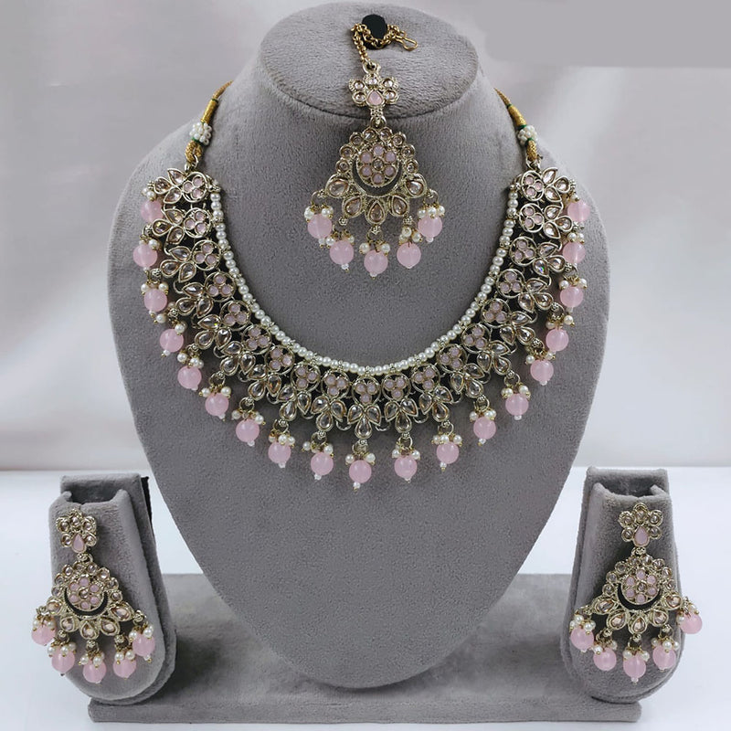 SNERA  Gold Plated  Kundan Stone & Beads Necklace Set