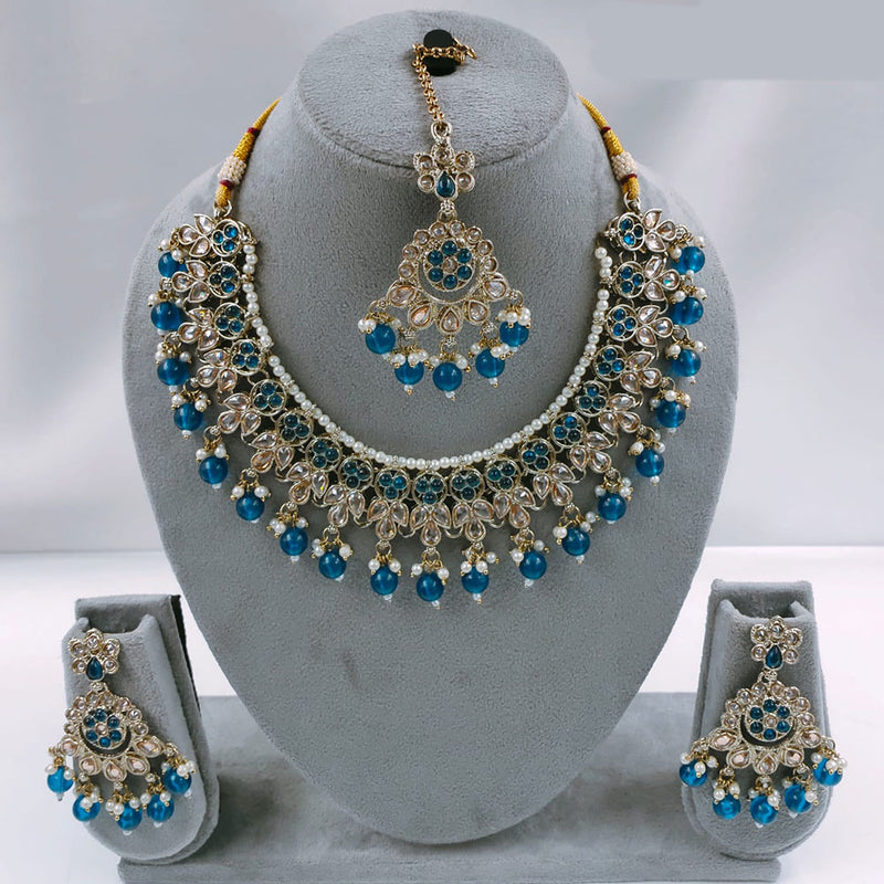 SNERA  Gold Plated  Kundan Stone & Beads Necklace Set