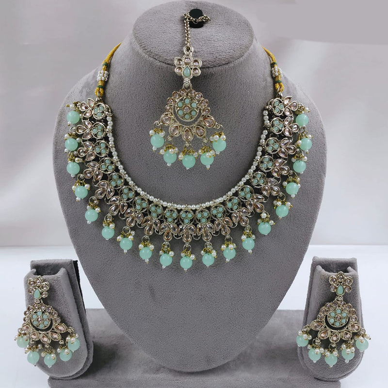 SNERA  Gold Plated  Kundan Stone & Beads Necklace Set