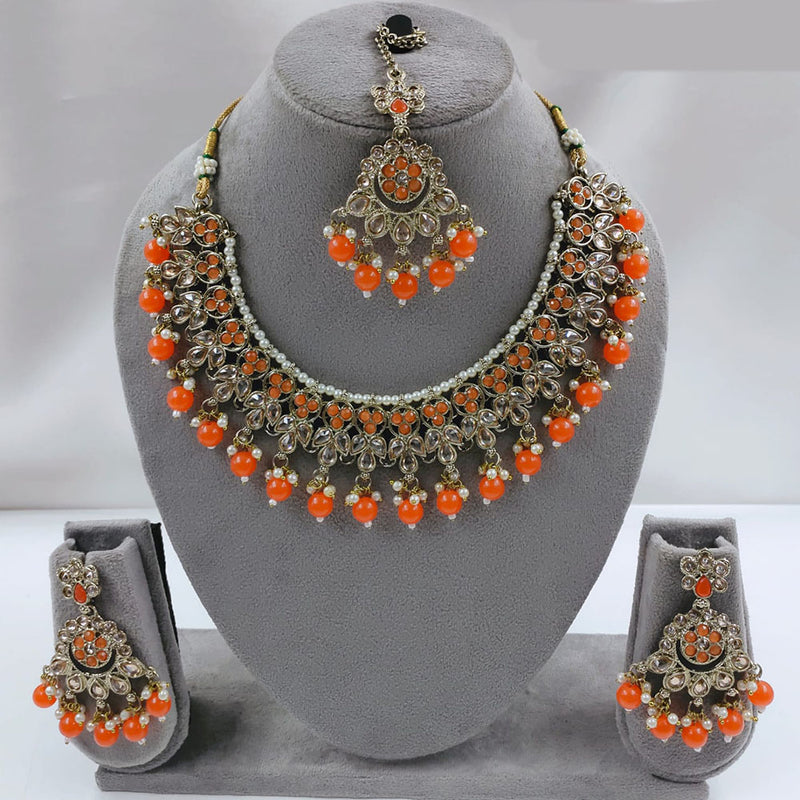 SNERA  Gold Plated  Kundan Stone & Beads Necklace Set