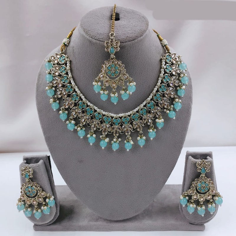 SNERA  Gold Plated  Kundan Stone & Beads Necklace Set