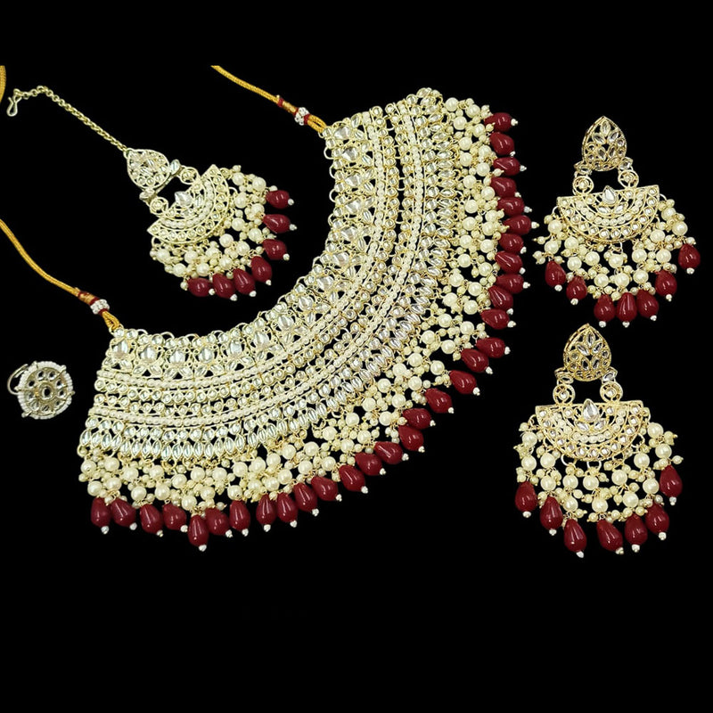 SNERA  Gold Plated  Kundan Stone & Pearls  Necklace Set