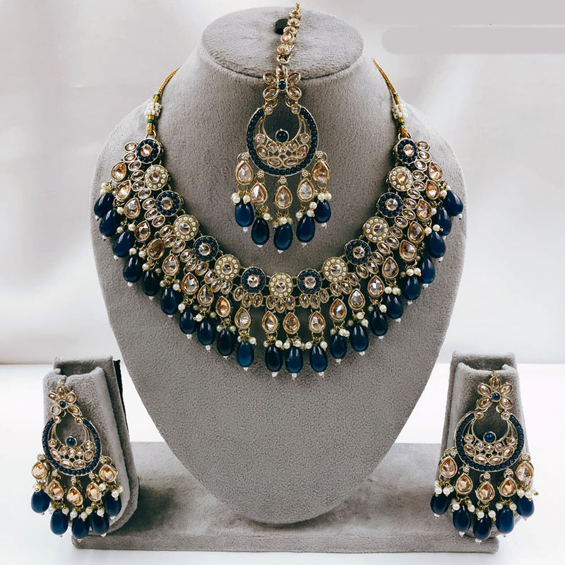 SNERA  Gold Plated  Kundan Stone & Beads Necklace Set