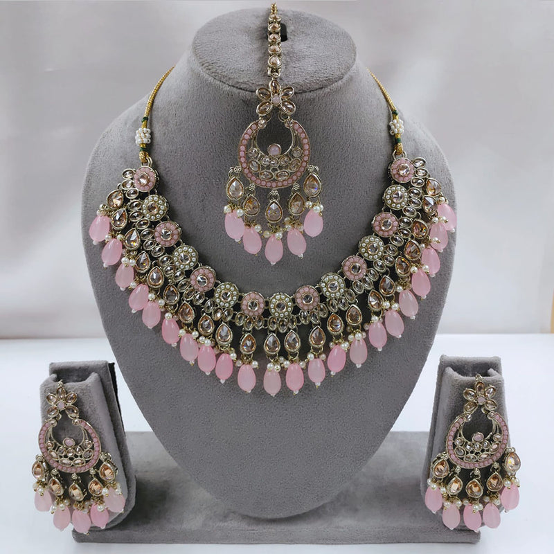 SNERA  Gold Plated  Kundan Stone & Beads Necklace Set