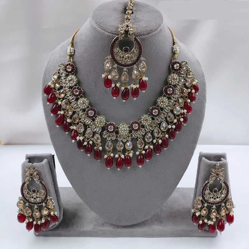 SNERA  Gold Plated  Kundan Stone & Beads Necklace Set