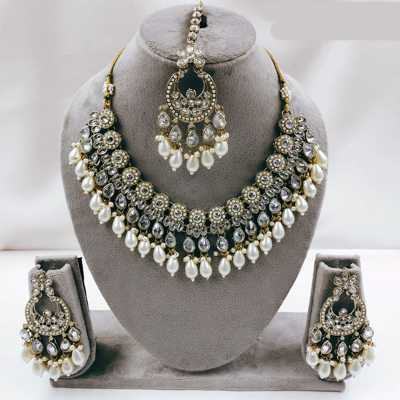 SNERA  Gold Plated  Kundan Stone & Beads Necklace Set