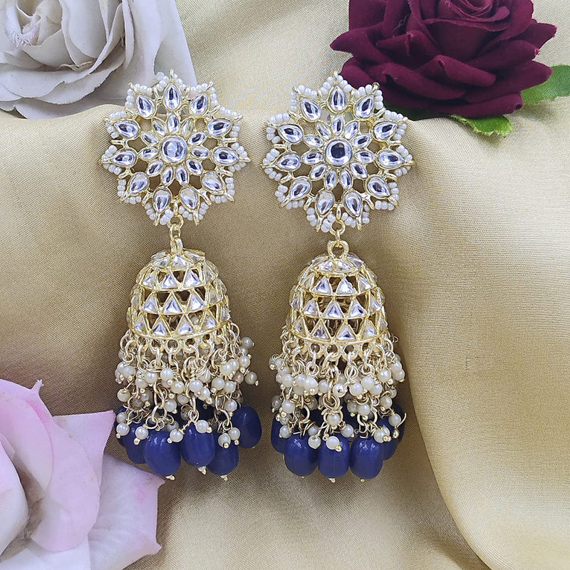 SNERA Gold Plated Kundan Stone And Pearls Dangler Earrings