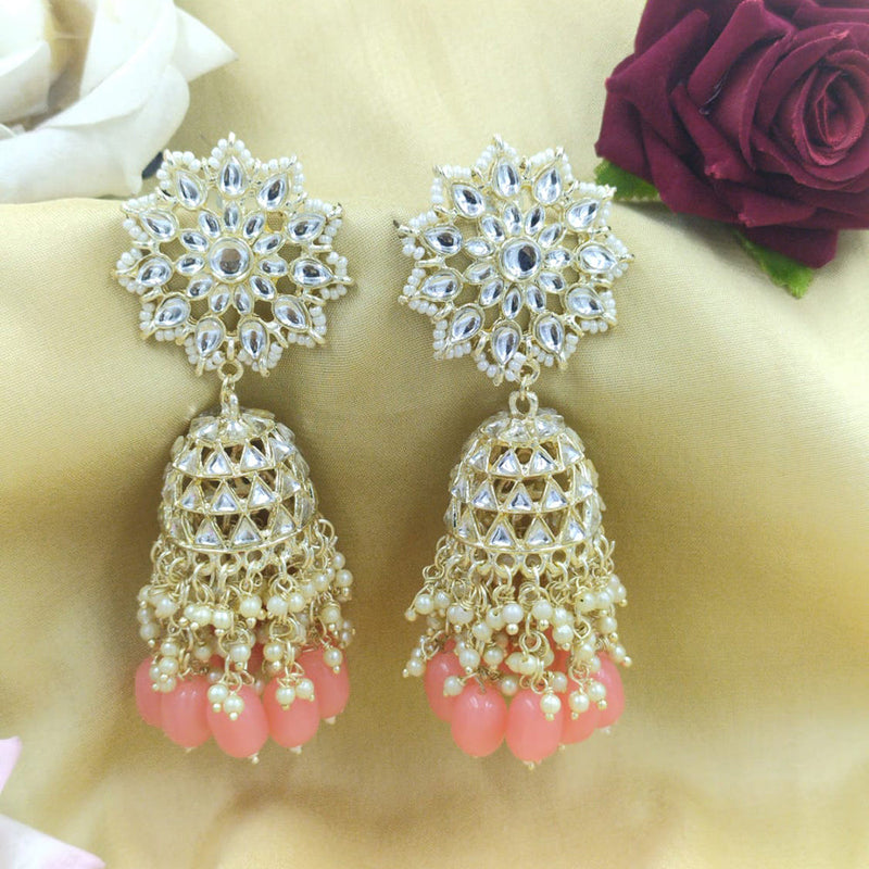 SNERA Gold Plated Kundan Stone And Pearls Dangler Earrings