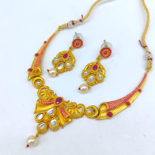 SNERA  Gold Plated Kundan Stone Necklace Set