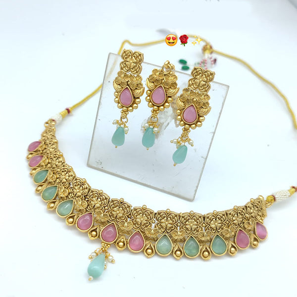 SNERA  Gold Plated Crystal Stone choker Necklace Set