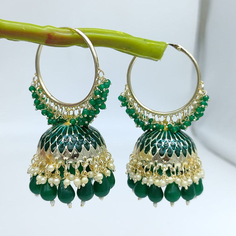 SNERA Gold Plated Beads And Pearls Jhumki Earrings