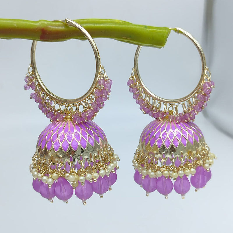 SNERA Gold Plated Beads And Pearls Jhumki Earrings