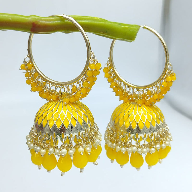 SNERA Gold Plated Beads And Pearls Jhumki Earrings