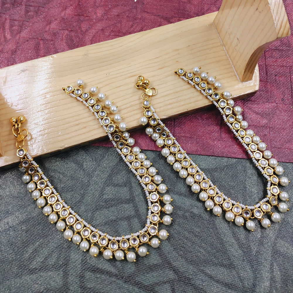 SNERA Gold Plated Kundan Stone And Beads Payal