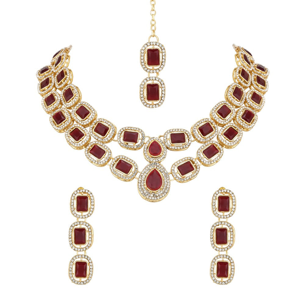 SNERA Gold Plated Austrian Stone Necklace Set