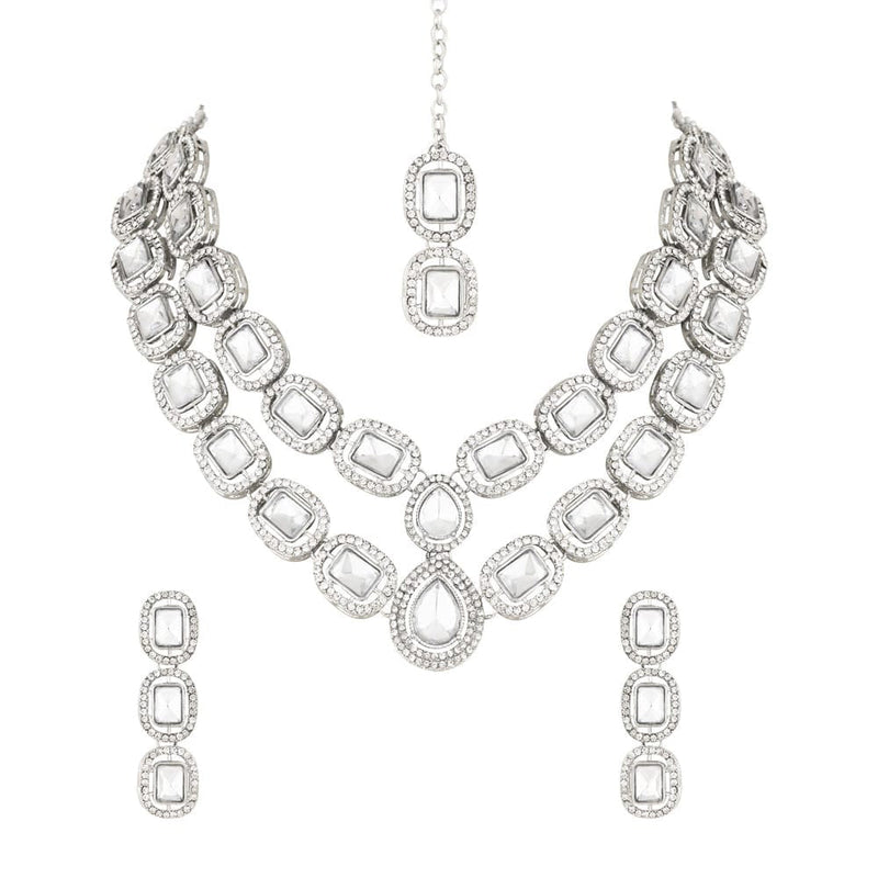 SNERA Silver Plated Austrian Stone Necklace Set