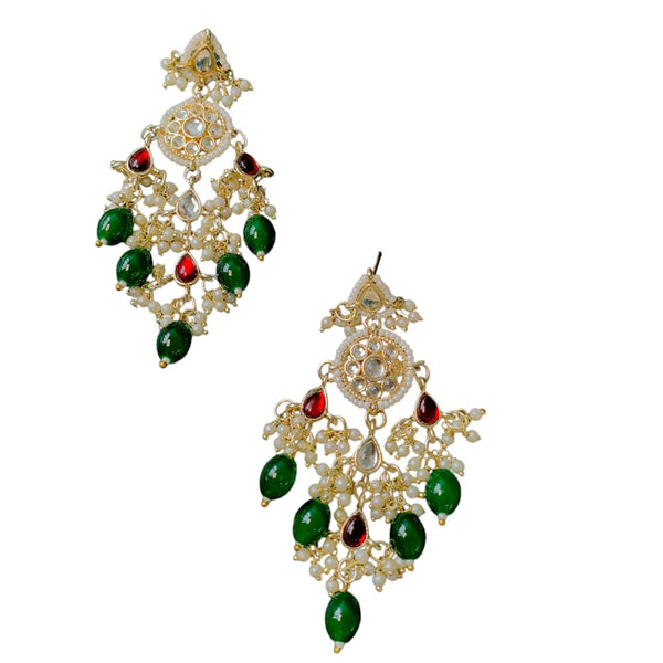 SNERA Gold Plated Beads And Pearls Dangler Earrings