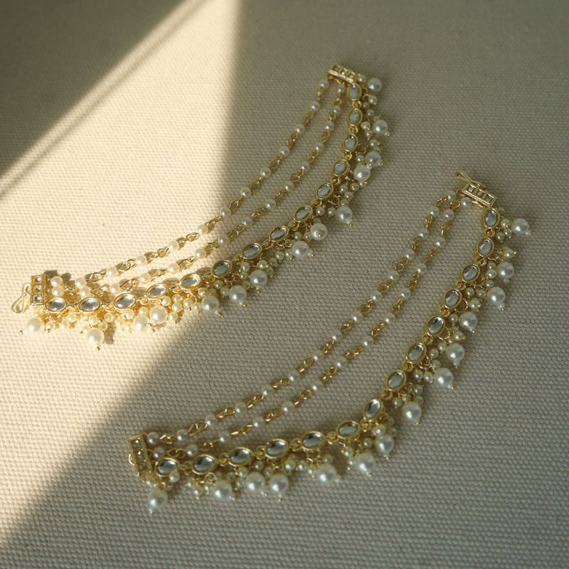 SNERA Gold Plated Kundan Stone And Pearls Kanchain