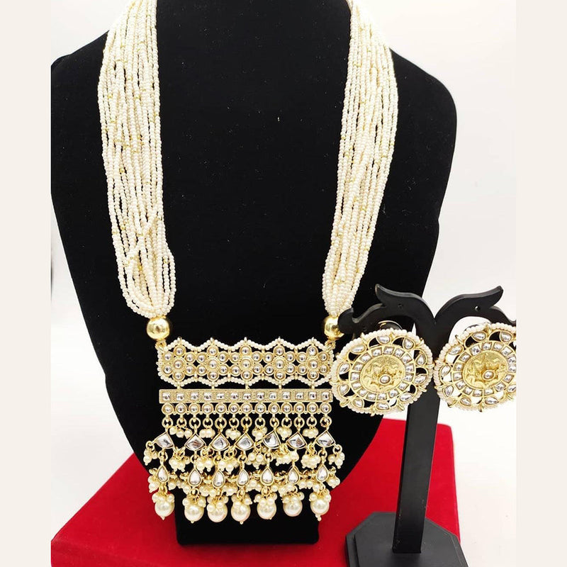 SNERA Gold Plated Kundan Stone & Pearls Necklace Set