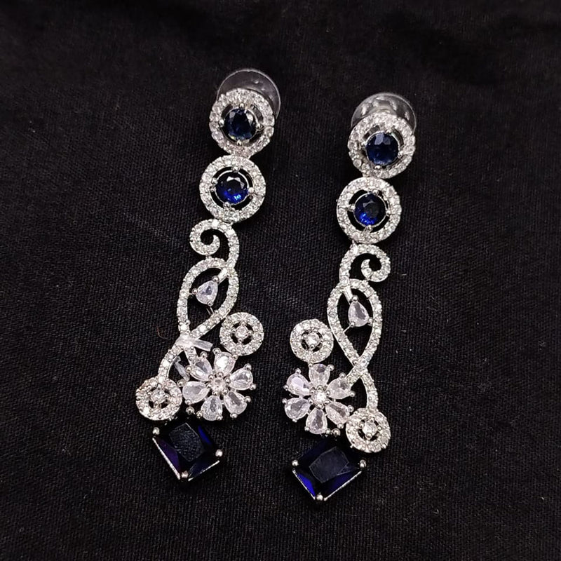 SNERA Silver Plated Crystal Stone Dangler Earrings