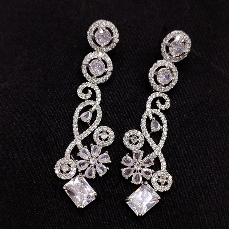 SNERA Silver Plated Crystal Stone Dangler Earrings