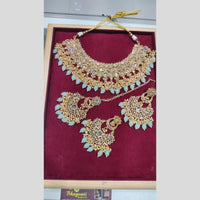 SNERA Gold Plated Crystal Stone And Beads Necklace Set