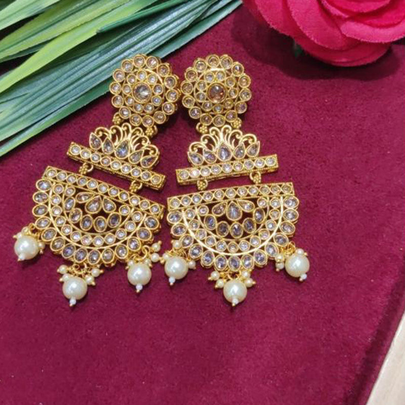 SNERA Gold Plated designer Crystal Stone And Beads Dangler Earrings