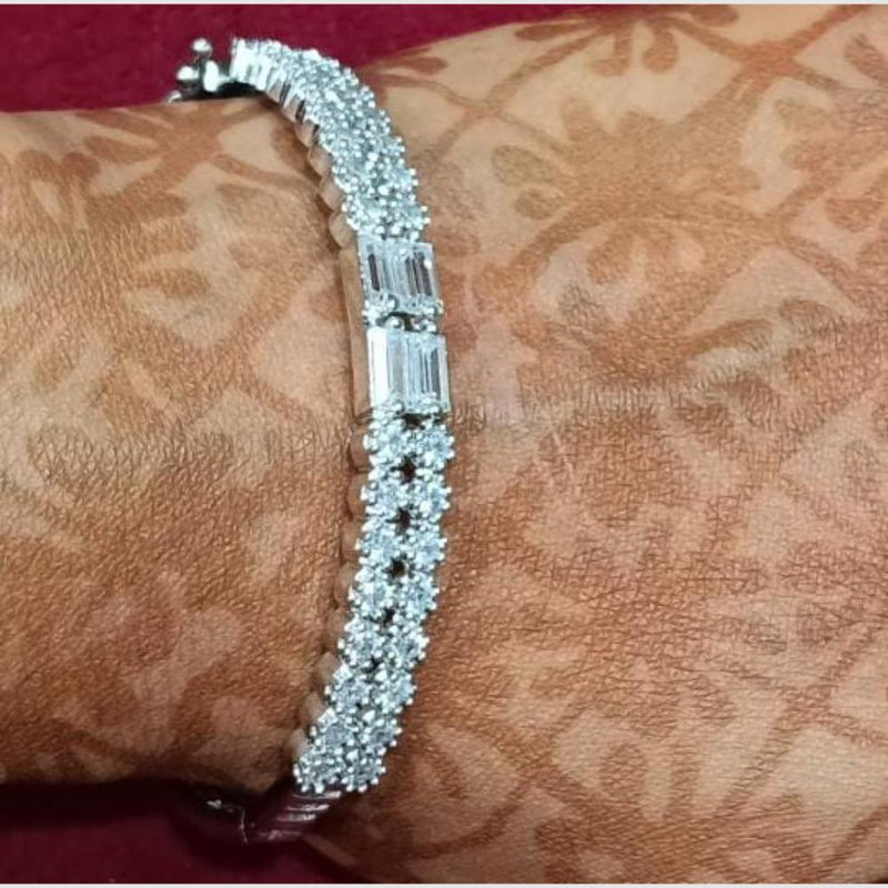 SNERA Silver Plated Crystal Stone Openable Bracelet