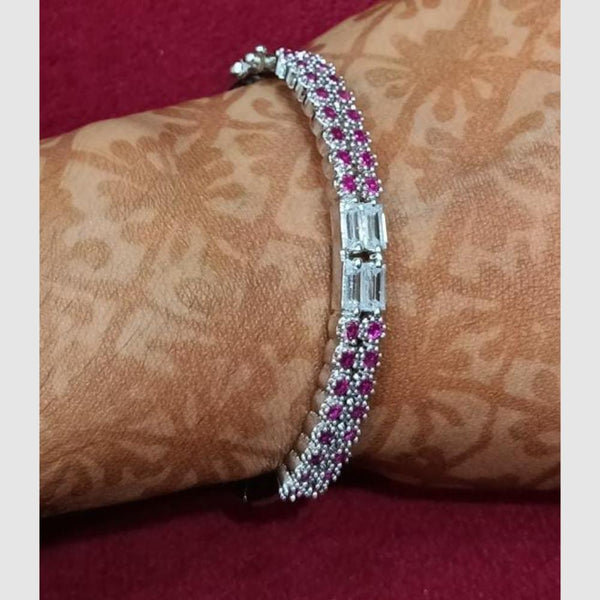 SNERA Silver Plated Crystal Stone Openable Bracelet