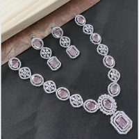 SNERA Silver Plated American Diamond Necklace Set