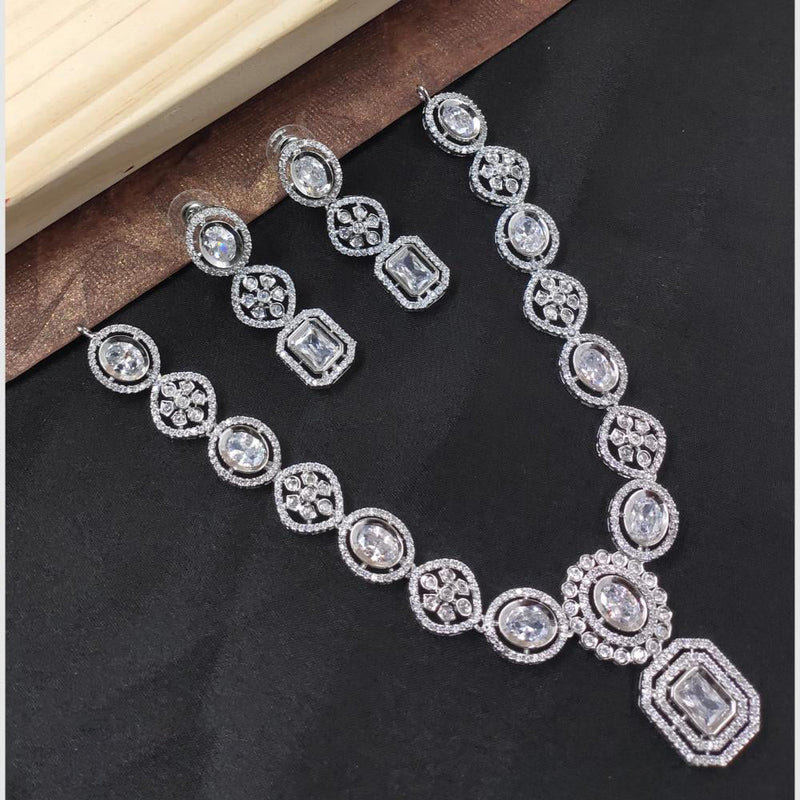 SNERA Silver Plated American Diamond Necklace Set