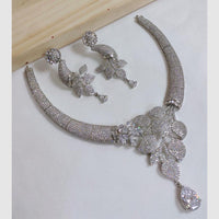 SNERA Silver Plated American Diamond Necklace Set